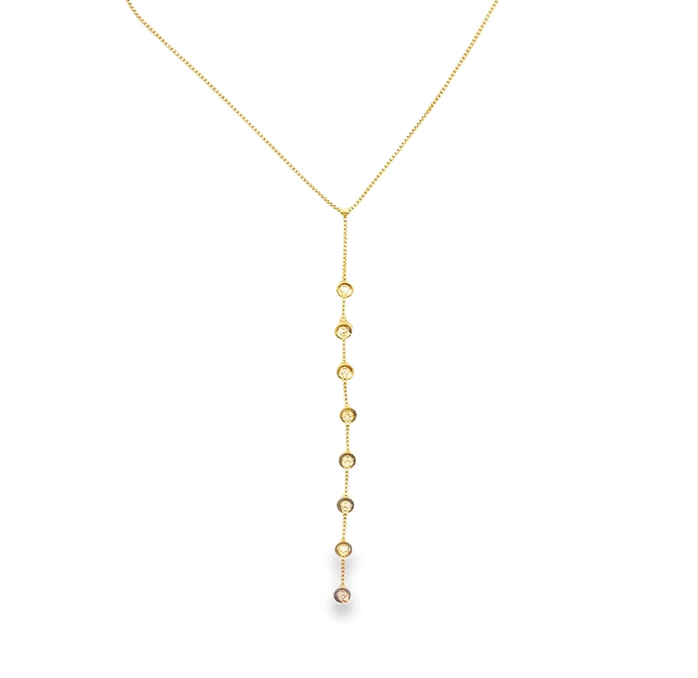 Thin Box Chain Lariat Charm Necklace