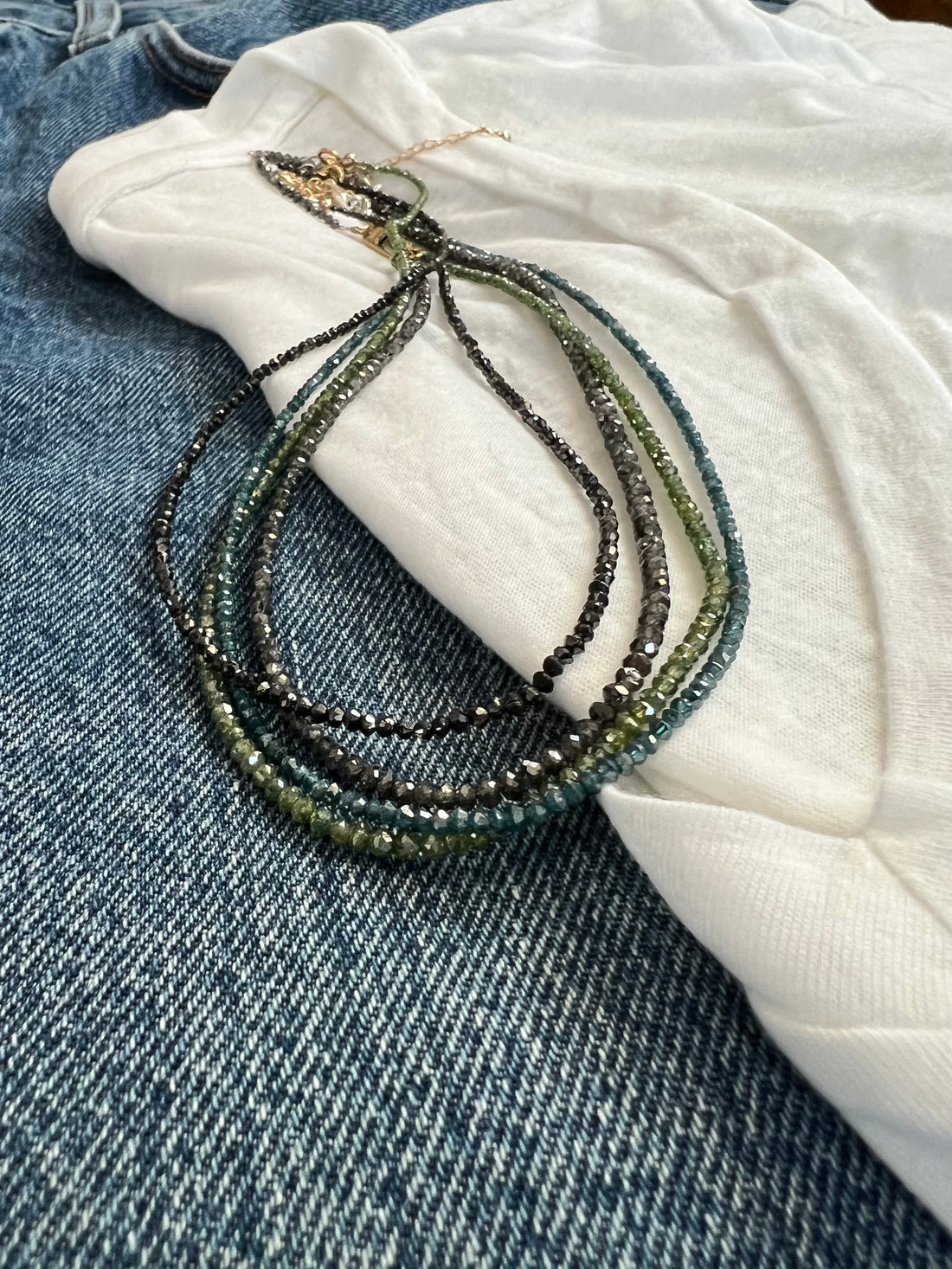 Diamond Bead Necklaces - Diamonds Worn as Denim