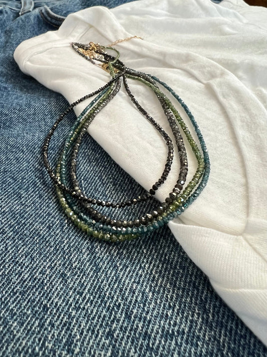 Diamond Bead Necklaces - Diamonds Worn as Denim