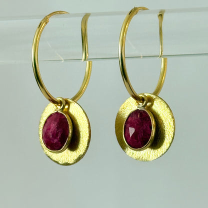Halo Gemstone Hoop Earrings – by Tsakalos Jewellery, Greece