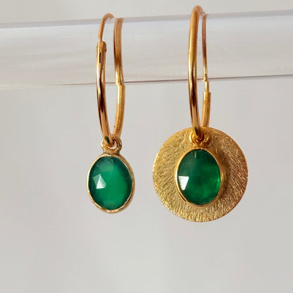 Halo Gemstone Hoop Earrings – by Tsakalos Jewellery, Greece