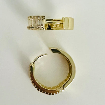 Golden Baguette Huggie Earrings