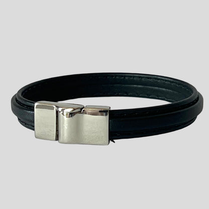 Black Leather ID Bracelet  — Mário Britto