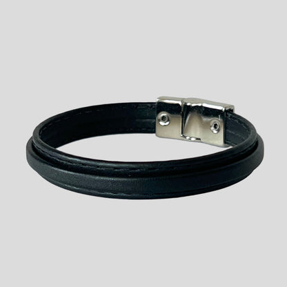 Black Leather ID Bracelet  — Mário Britto