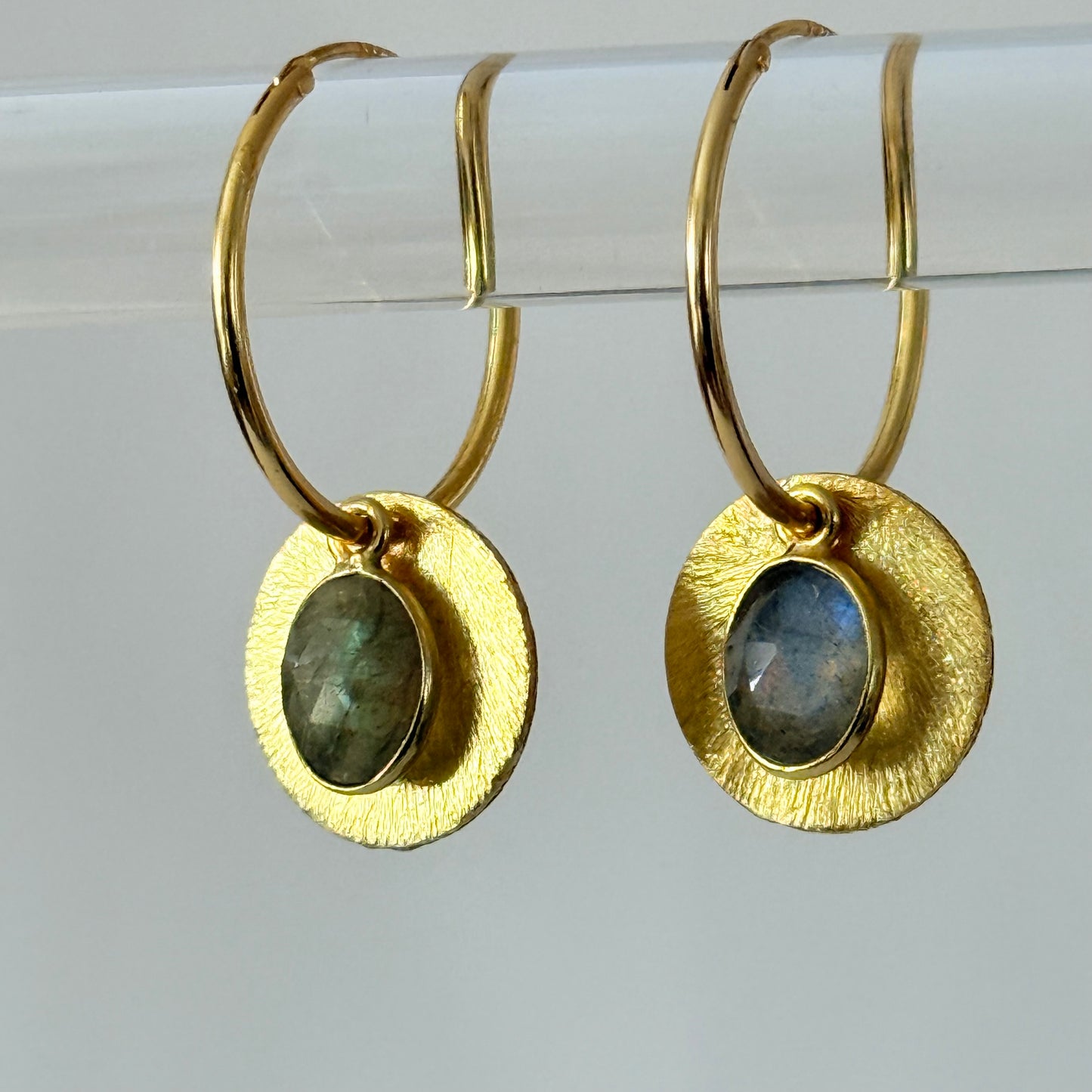 Halo Gemstone Hoop Earrings – by Tsakalos Jewellery, Greece