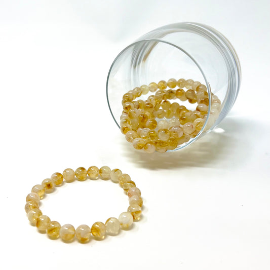 Citrine Stretch Bracelet - 8mm Beaded Bracelets Semi Precious Natural Stone