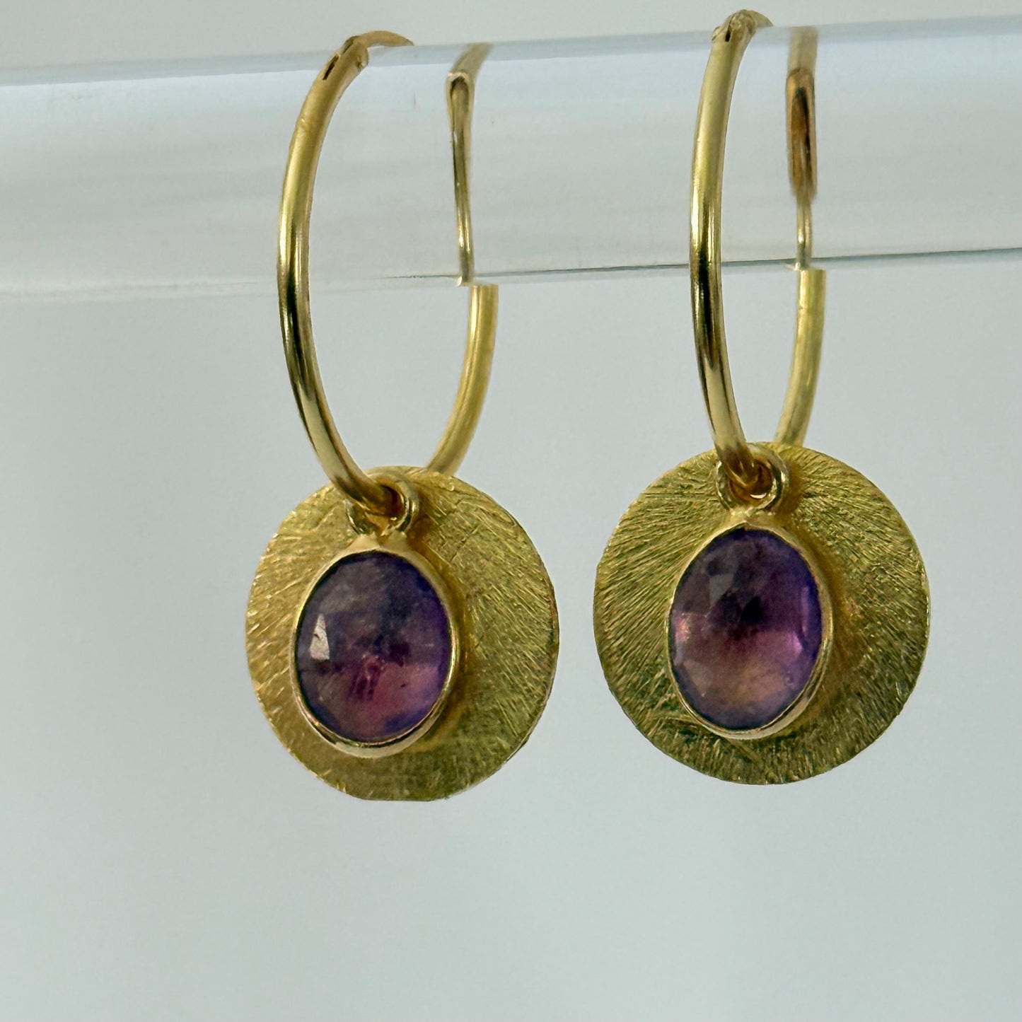 Halo Gemstone Hoop Earrings – by Tsakalos Jewellery, Greece