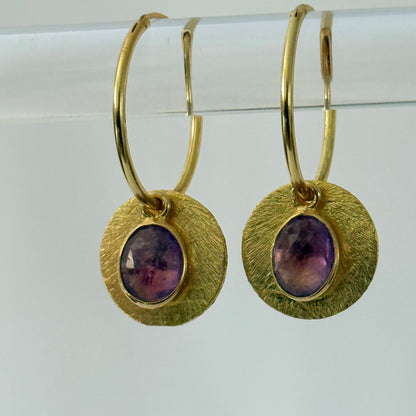 Halo Gemstone Hoop Earrings – by Tsakalos Jewellery, Greece