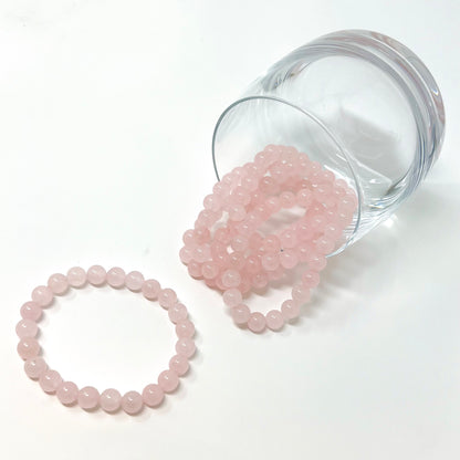 Rose Quartz Stretch Bracelet - 8mm Beaded Bracelets Semi Precious Natural Stone
