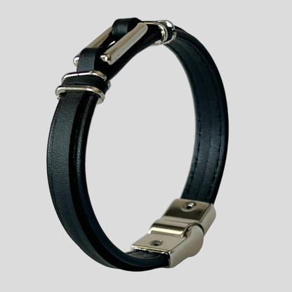 Black Leather ID Bracelet  — Mário Britto