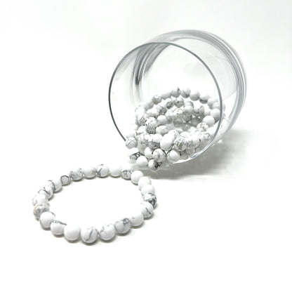 Howlite Stretch Bracelet - 8mm Beaded Bracelets Semi Precious Natural Stone