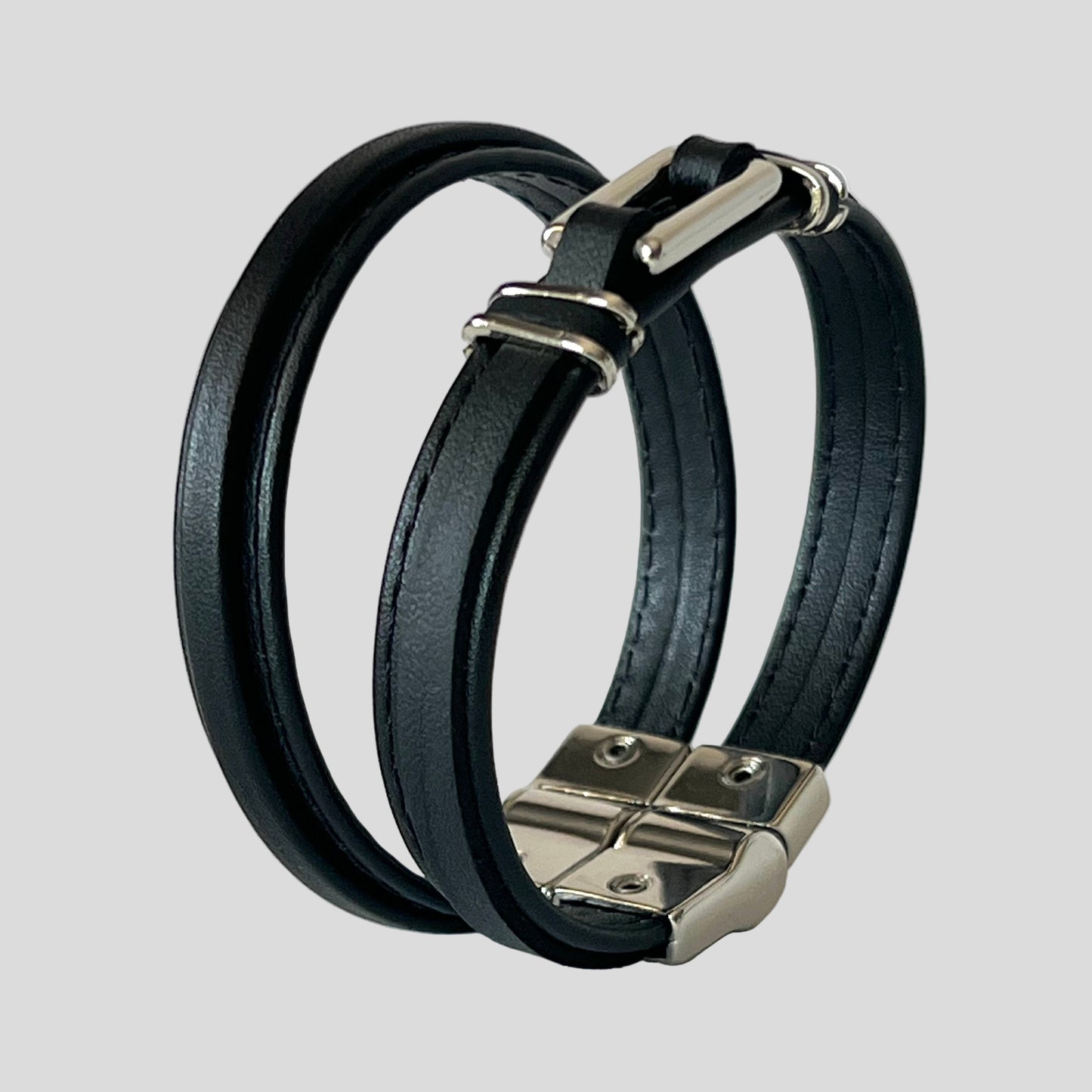 Black Leather ID Bracelet  — Mário Britto