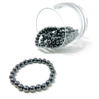 Hematite Stretch Bracelet - 8mm Beaded Bracelets Semi Precious Natural Stone