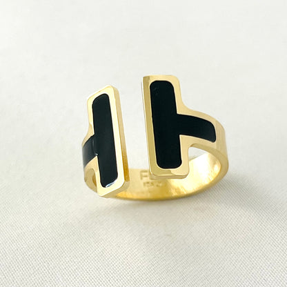 The Enamel T-Bar Ring - Francesca Bianchi Design