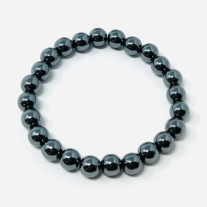 Hematite Stretch Bracelet - 8mm Beaded Bracelets Semi Precious Natural Stone