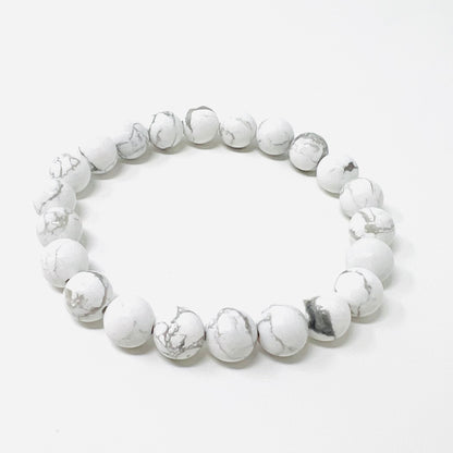 Howlite Stretch Bracelet - 8mm Beaded Bracelets Semi Precious Natural Stone