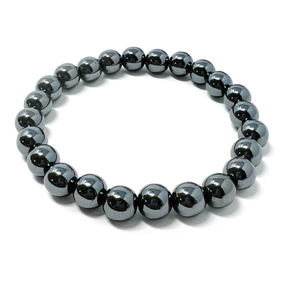 Hematite Stretch Bracelet - 8mm Beaded Bracelets Semi Precious Natural Stone