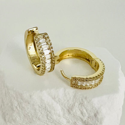 Golden Baguette Huggie Earrings