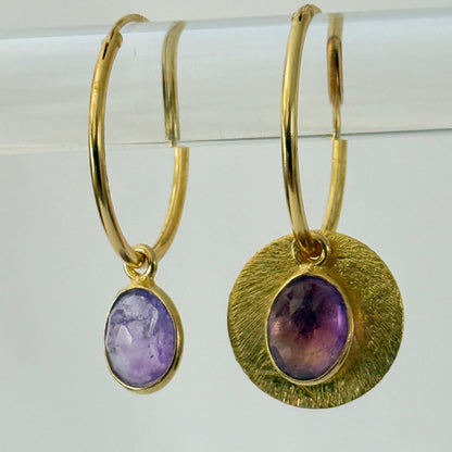 Halo Gemstone Hoop Earrings – by Tsakalos Jewellery, Greece