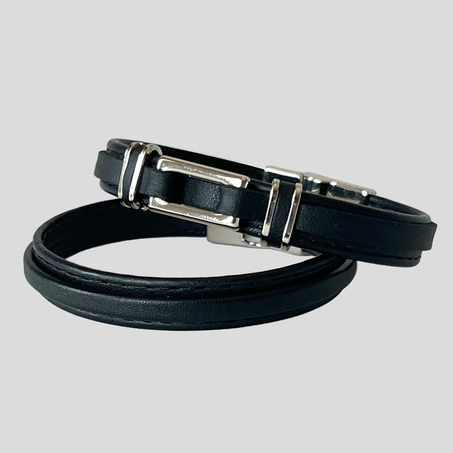 Black Leather ID Bracelet  — Mário Britto