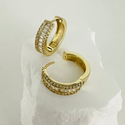 Golden Baguette Huggie Earrings