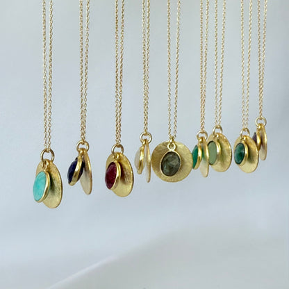 Halo Gemstone Necklace – by Tsakalos Jewellery, Greece