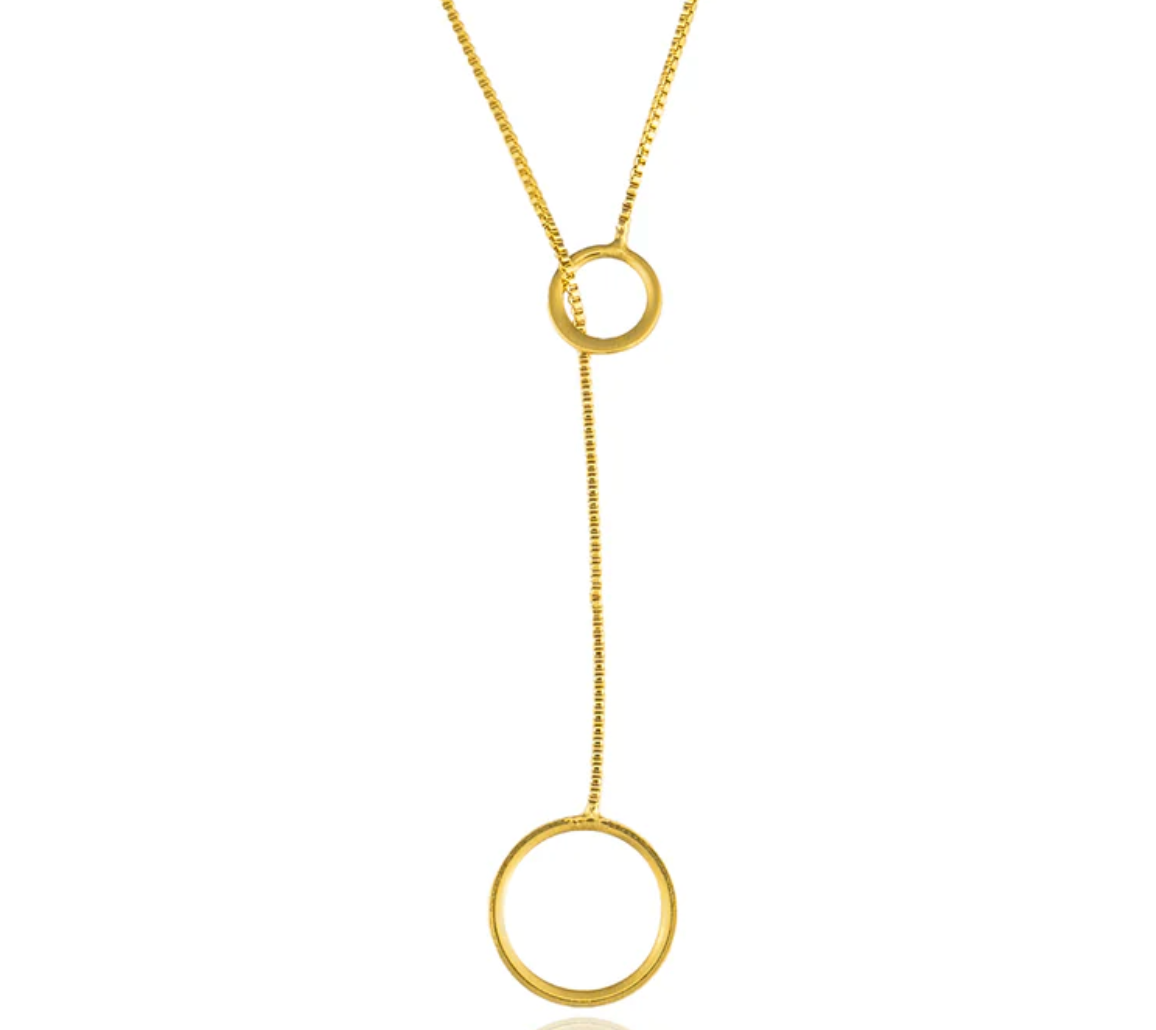 Box Lariat Circle Chain Necklace