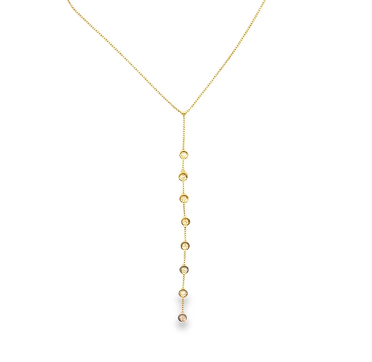 Thin Box Chain Lariat Charm Necklace