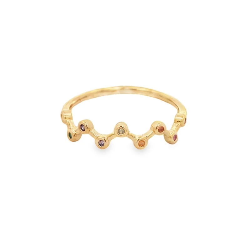 Zig Zag Ring with Colorful Stones