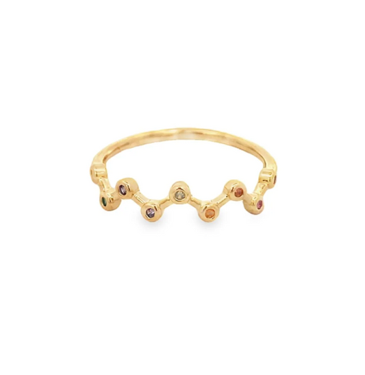 Zig Zag Ring with Colorful Stones